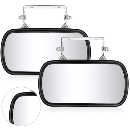 2 Pcs 8" x 4" Forklifts Rectangular Universal Mirror with U Bracket Stainless Steel Rear View Parking Mirror Assembly Improves Visibility for Forklifts Cars Trucks Boats Tractors