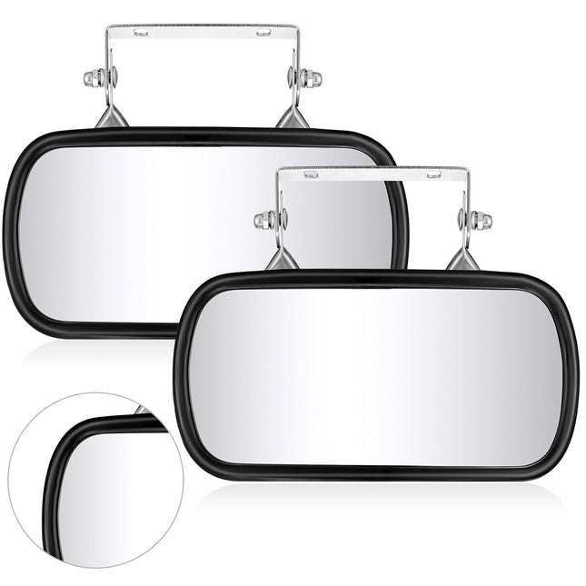 2 Pcs 8 x 4 Forklifts Rectangular Universal Mirror with U Bracket Stainless Steel Rear V1258-DP02-C-3055