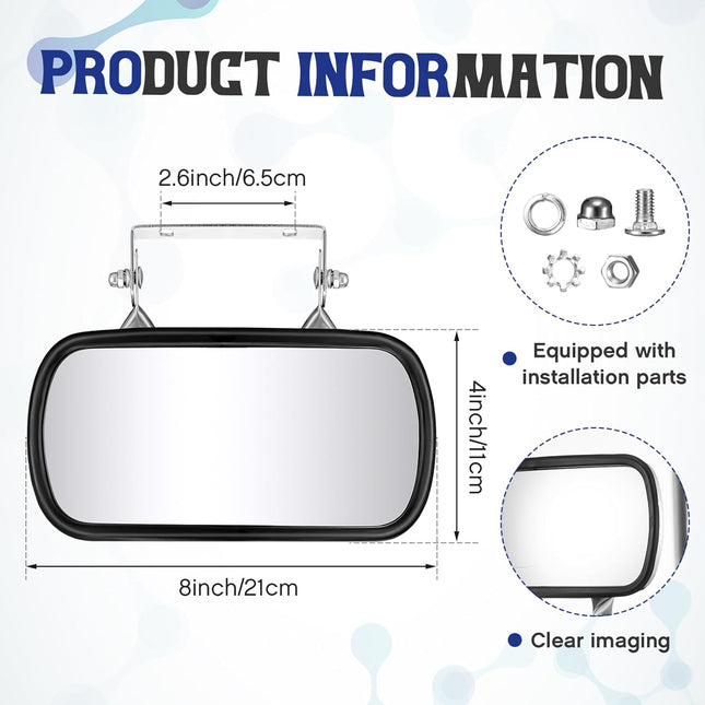 2 Pcs 8 x 4 Forklifts Rectangular Universal Mirror with U Bracket Stainless Steel Rear – product detail