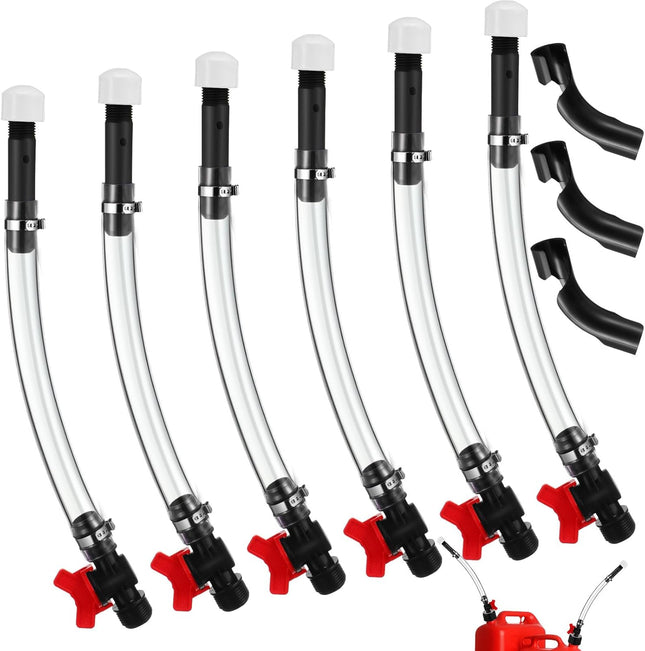 6 Pack Racing Fuel Filler Jug Hose 14 Inch Transparent Gas Can Hose with 3 V1258-DP02-C-3066