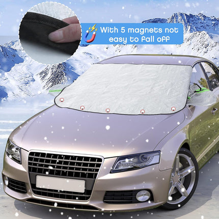 4 Pcs Car Windshield Sun Shade Set - UV Block Heat Reflect Front & Rear Sun Protection with Magnetic Edges and Side Mirror Covers, Universal Fit for Cars, Trucks, Suvs - Fits Most Vehicles