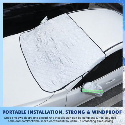 4 Pcs Car Windshield Sun Shade Set - UV Block Heat Reflect Front & Rear Sun Protection with Magnetic Edges and Side Mirror Covers, Universal Fit for Cars, Trucks, Suvs - Fits Most Vehicles