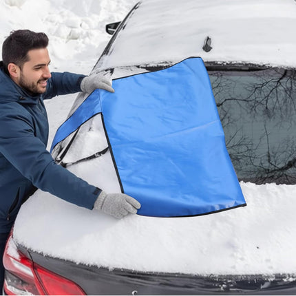 2 Pcs Windshield Cover for Ice and Snow Set Blue Snowflake Heavy Duty 600d Oxford Fabric Car Winter Accessories Front&Rear Protection with Magnetic Edges Wing Mirror Covers for Car Truck SUV