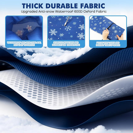 2 Pcs Windshield Cover for Ice and Snow Set Blue Snowflake Heavy Duty 600d Oxford Fabric Car Winter Accessories Front&Rear Protection with Magnetic Edges Wing Mirror Covers for Car Truck SUV