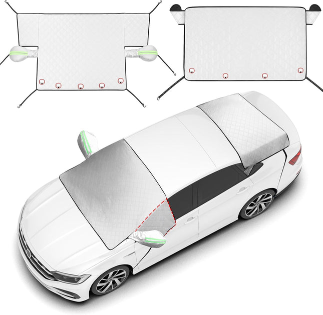 2 Piece Car Windshield Sunshade Set Front & Rear Window Sun Shade with Magnetic Edges and (Unobstructed