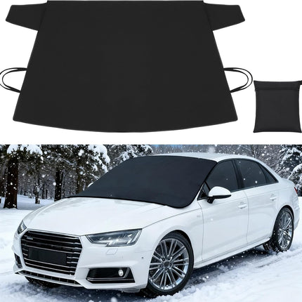 Windshield Cover for Ice and Snow Heavy Duty 600d Oxford Fabric Windshield Protector for Cars Suvs Trucks Secure Fit Waterproof Frost Cover for Winter Car Accessories, Black, 69"x42"