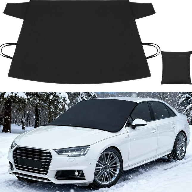 Windshield Cover for Ice and Snow Heavy Duty 600d Oxford Fabric Windshield Protector for Cars Suvs Trucks Secure Fit Waterproof Frost Cover for Winter Car Accessories, Black, 69"x42"