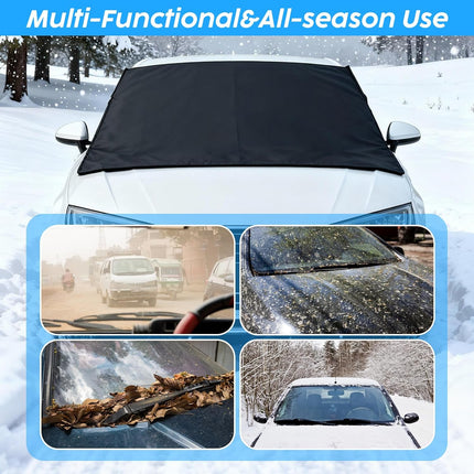 Windshield Cover for Ice and Snow Heavy Duty 600d Oxford Fabric Windshield Protector for Cars Suvs Trucks Secure Fit Waterproof Frost Cover for Winter Car Accessories, Black, 69"x42"