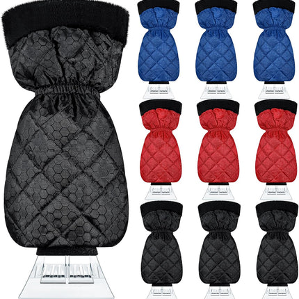 9 Pack Ice Scraper with Glove for Cars Windshield with Mitt Snow Warm Scraper Remover Waterproof Cozy Car Ice Scraper for Car Auto Truck Window Red Black Blue