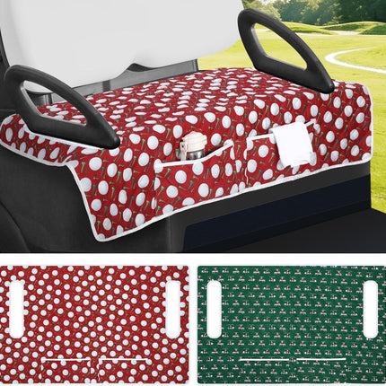 2 Pack Golf Cart Seat Covers Funny Seat Towel Blanket with 2 Large Front Pockets & Non Slip Backing Universal Fit for 2 Person Golf Cart 52" x 30" (Christmas)
