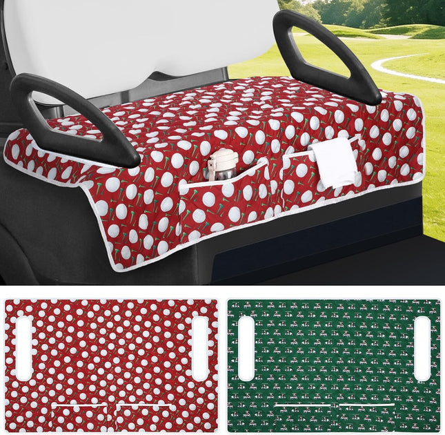 2 Pack Golf Cart Seat Covers Funny Seat Towel Blanket with 2 Large Front Pockets & V1258-DP02-C-3081
