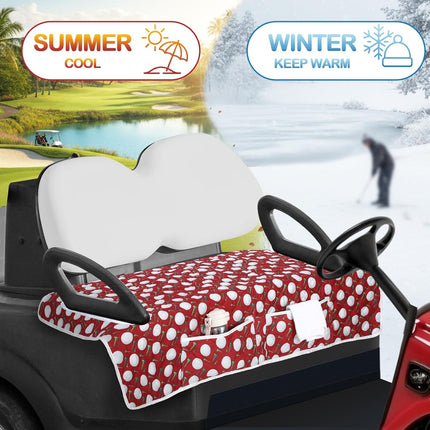 2 Pack Golf Cart Seat Covers Funny Seat Towel Blanket with 2 Large Front Pockets & Non Slip Backing Universal Fit for 2 Person Golf Cart 52" x 30" (Christmas)