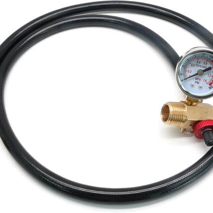 3pcs Air Tank Repair Valve Kit with Safety Valve, 0-200 PSI Pressure Gauge,4 Feet Air Tank Hose and Thread Seal Tape for Portable Gas Tank, Set of 1