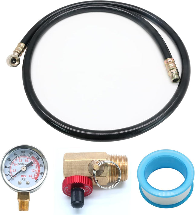 3pcs Air Tank Repair Valve Kit with Safety Valve 0-200 PSI Pressure Gauge 4 Feet Air Tank Hose and Thread – product detail
