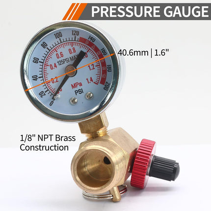 3pcs Air Tank Repair Valve Kit with Safety Valve, 0-200 PSI Pressure Gauge,4 Feet Air Tank Hose and Thread Seal Tape for Portable Gas Tank, Set of 1