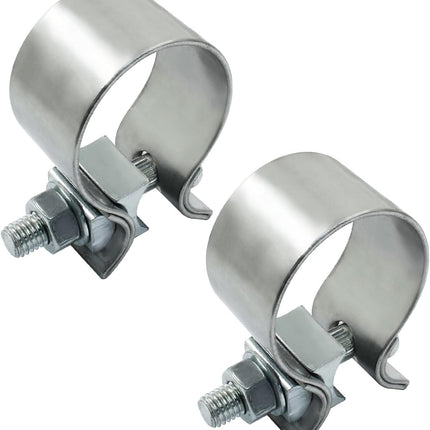 1.75 inch Exhaust Clamp 1 3/4" Stainless Steel Narrow Band Muffler Clamp, 2Pcs