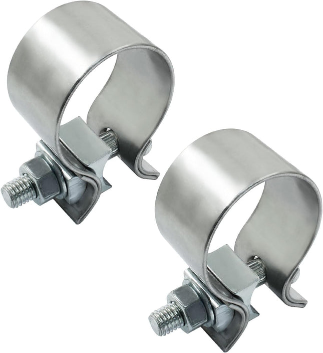 1.75 inch Exhaust Clamp 1 3/4 Stainless Steel Narrow Band Muffler Clamp 2Pcs V1258-DP02-C-3084