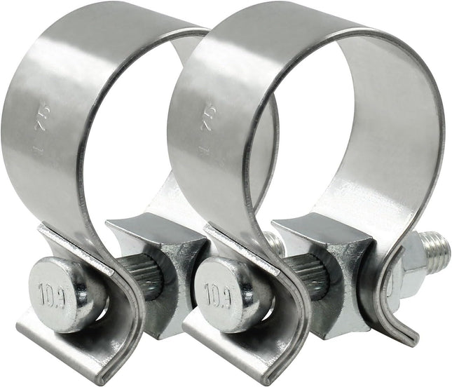 1.75 inch Exhaust Clamp 1 3/4 Stainless Steel Narrow Band Muffler Clamp 2Pcs – product detail