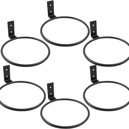 6pcs 6 Inch Wall Flower Pot Holder Ring, 15cm Black Wall Plant Stand Hanger Holder Hook Bracket for Indoor Outdoor Garden Planter