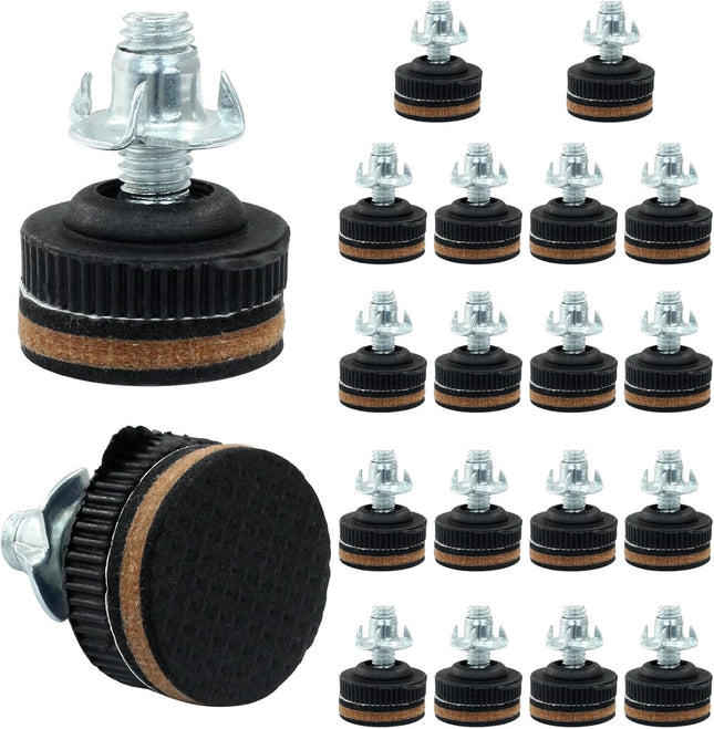 20 Pack Adjustable Furniture Levelers with Floor Protectors 3/8 Thread Leveling Feet Adjustable