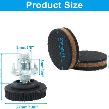 20 Pack Adjustable Furniture Levelers with Floor Protectors, 3/8" Thread Leveling Feet Adjustable Furniture Feet Leg Levelers Screw in Table Chair Sofa Cabinet Workbench