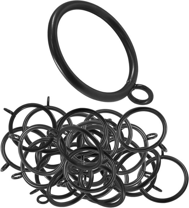 50 Pack Black Curtain Rings Metal Curtain Rings with Eyelets Drapery Rings 1.5 Inch Inner