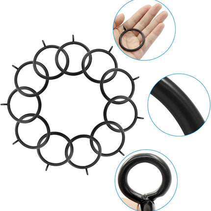 50 Pack Black Curtain Rings, Metal Curtain Rings with Eyelets Drapery Rings, 1.5 Inch Inner Diameter Drape Rings for 1.2 in Rods