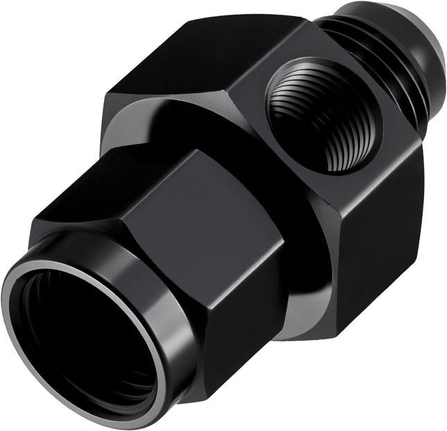 6AN Male Flare to -6 Female Swivel with 1/8 NPT Gauge Port Fuel Pressure Take off Fitting Adapter Aluminum