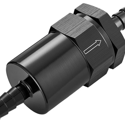 3/8" Barb Billet Inline Fuel Filter 30 Micron Aluminum Black for Car EFI & Carb Fuel Systems, Motorcycle and Boats