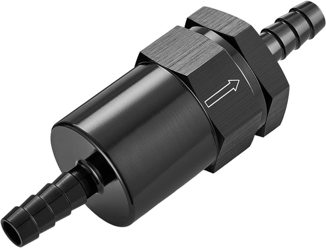 3/8 Barb Billet Inline Fuel Filter 30 Micron Aluminum Black for Car EFI & Carb Fuel Systems Motorcycle and