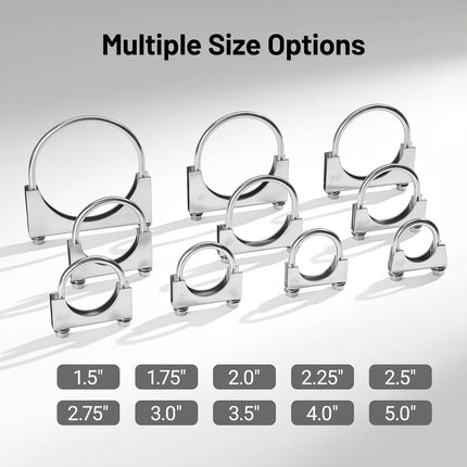 3" Heavy Duty U Bolt Exhaust Clamp, 3 Inch Stainless Steel U Muffler Clamps, Saddle Style, 2PCS