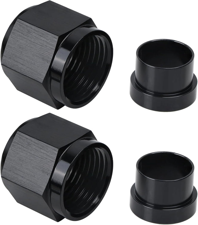6AN Female Hardline Tube Nut & Sleeve Aluminum Fitting for 3/8 OD Alloy Tubing 2PCS V1258-DP02-C-3107