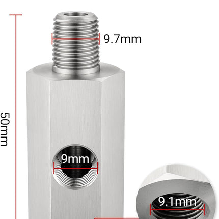 1/8 NPT Oil Pressure Sensor Tee Adapter, Stainless Steel 1/8 NPT Female to Male Threaded Oil Pressure Adapter with 1/8 NPT Female Port, Sliver