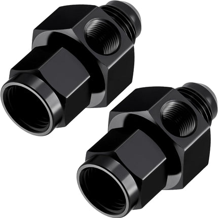 6AN Male Flare to -6 Female Swivel with 1/8" NPT Gauge Port Fuel Pressure Take off Fitting Adapter Aluminum 2PCS