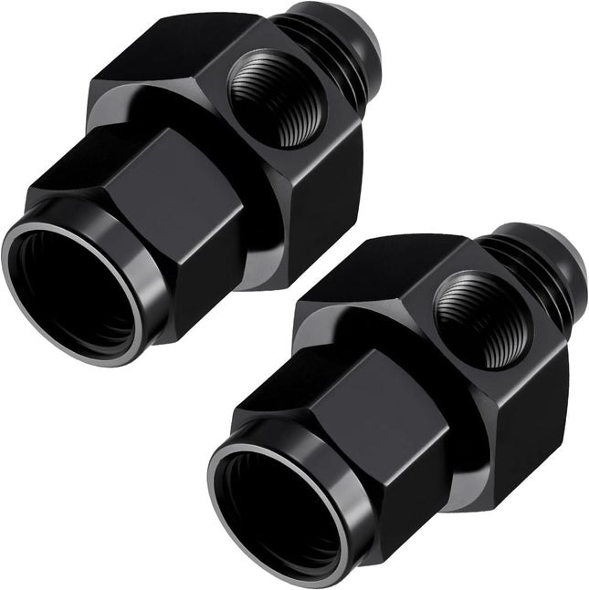 6AN Male Flare to -6 Female Swivel with 1/8 NPT Gauge Port Fuel Pressure Take off Fitting Adapter Aluminum