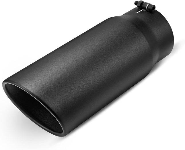 5 to 6 Diesel Exhaust Tip for Trucks Universal Bolt-On Black Powder Coated Stainless Steel 15 Length