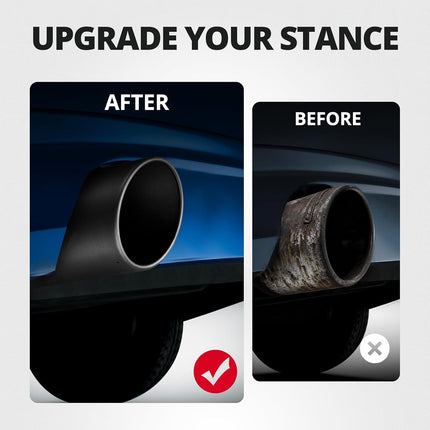 5" to 6" Diesel Exhaust Tip for Trucks, Universal Bolt-On, Black Powder Coated Stainless Steel, 15" Length