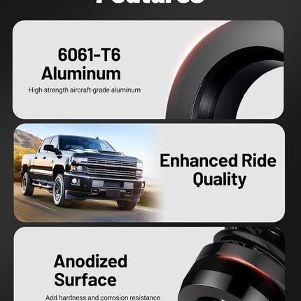 3" Front Leveling Lift Kit Compatible with 1994-2010 Ram 1500 2500 3500 2WD, 2011-2018 Ram 1500, 2011 Ram 2500 3500 2WD, 3 inch Front Suspension Strut Spacers Black