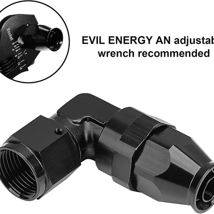 8AN PTFE Hose End Fitting 90 Degree Black Tight Radius Aluminum for Teflon Hose Only