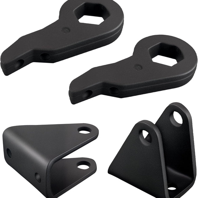 1-3" Leveling Lift Kit Compatible with 2001-2007 Chevy Silverado & GMC Sierra 1500HD, 1-3 inch Front Suspension Torsion Bars Keys with Shock Extender Brackets Black