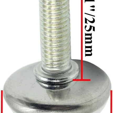 Screw on Furniture Glides Adjustable Furniture Leg Base Leveller M8 x 25mm Thread Length - Pack of 36