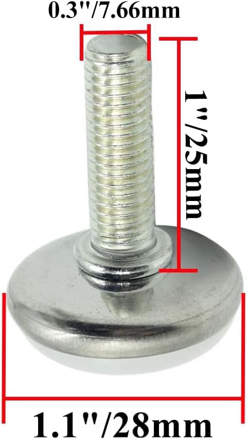 Screw on Furniture Glides Adjustable Furniture Leg Base Leveller M8 x 25mm Thread Length – product detail