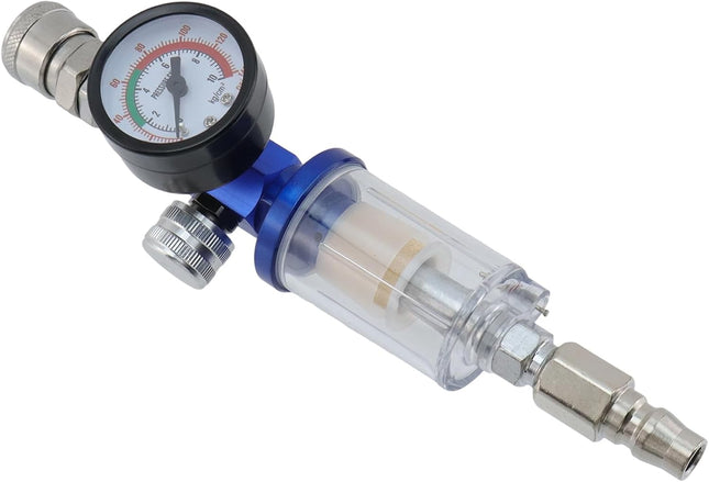 Air Pressure Regulator Oil Water Separator Air Filter with Pressure Gauge Coupler and Plug G1/4 Inlet and
