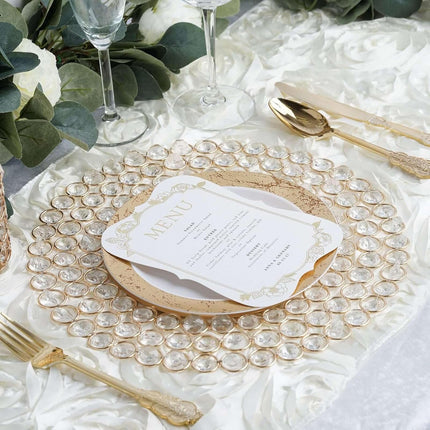 Efavormart 14" Gold Wired Metal Charger Plate With 118 Acrylic Crystal Beads For Weddings Events