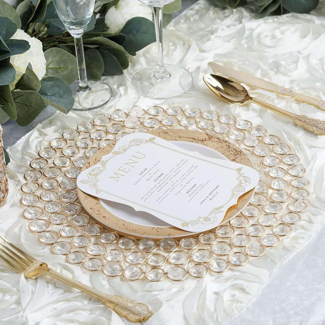 Efavormart 14 Gold Wired Metal Charger Plate With 118 Acrylic Crystal Beads For Weddings Events – product detail