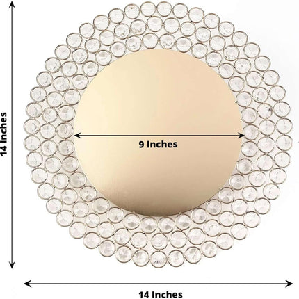 Efavormart 14" Gold Wired Metal Charger Plate With 118 Acrylic Crystal Beads For Weddings Events