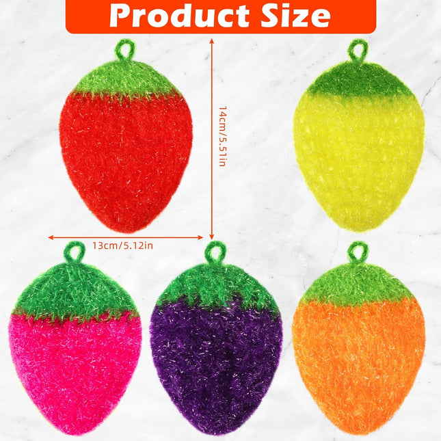 10 Pieces Strawberry Colorful Scrubber Cute Multiuse Dish Scrubber Non Scratch Dish Sponge Strawberry (5 – product detail