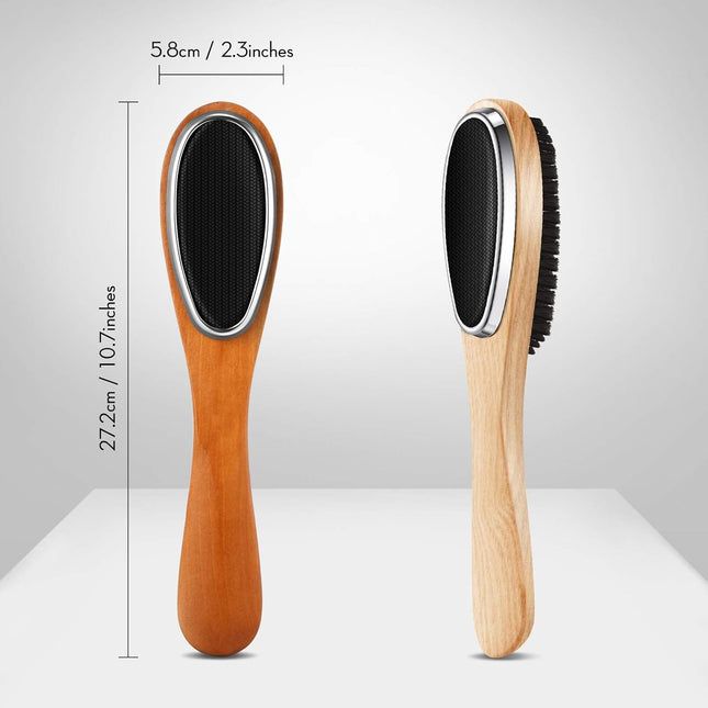2 Pieces 3 in 1 Lint Cloth Brush Double Sided Garment Brush Lint Remover Shoe Horn Beech Wood Handle for – product detail