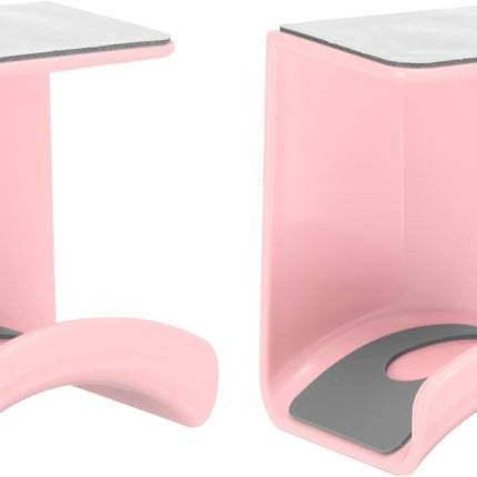 Headphone Stand, 2 Pcs ABS Headset Holder Adhesive Headphone Holder Hook Mount Headphone Hanger Hook Under Desk for Gaming Headphones Earphones Cables, Pink(Hanging)
