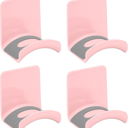 Headphone Stand, 4 Pcs ABS Headset Holder Adhesive Headphone Holder Hook Mount Headphone Hanger Hook Under Desk for Gaming Headphones Earphones Cables, Pink(Wall-Mounted)